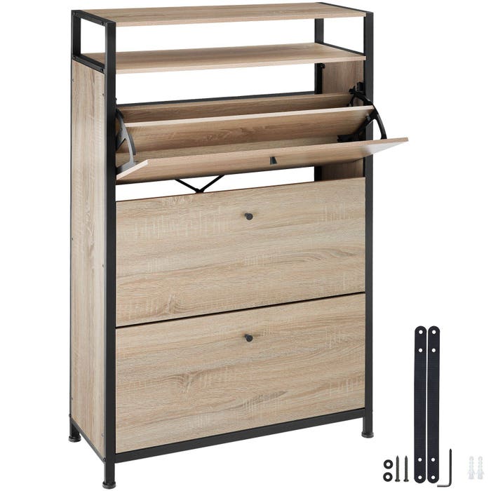 Schuhschrank Buffalo Industrial Holz hell, Eiche Sonoma 81 cm
