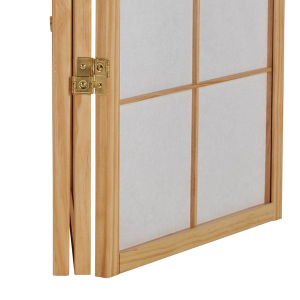 4 fach Holz Paravent Raumteiler 8036 natur Bambusmuster