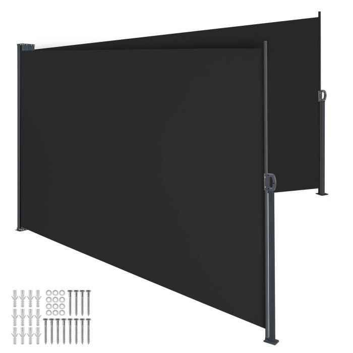 Doppel-Seitenmarkise schwarz 160 x 600 cm