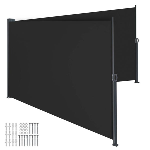 Doppel-Seitenmarkise schwarz 160 x 600 cm