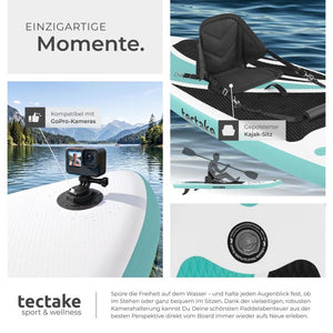Stand-Up Paddle Board 2in1 Zenon weiss/türkis 320 cm mit Kamerahalterung