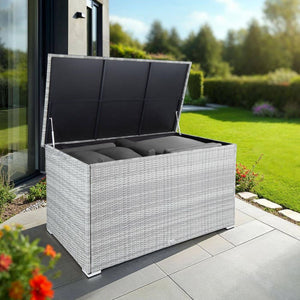 Auflagenbox mit Aluminiumgestell Oslo, 145x82,5x79,5cm - hellgrau