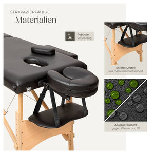 Set lettino da massaggio Freddi a 2 zone con imbottitura da 5 cm, ruote e struttura in legno nero