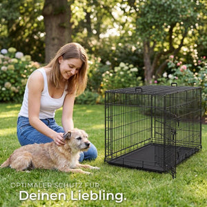 Hundekäfig Luna Gitterbox klappbar mit 2 Türen schwarz 91,5 x 59,5 x 64 cm