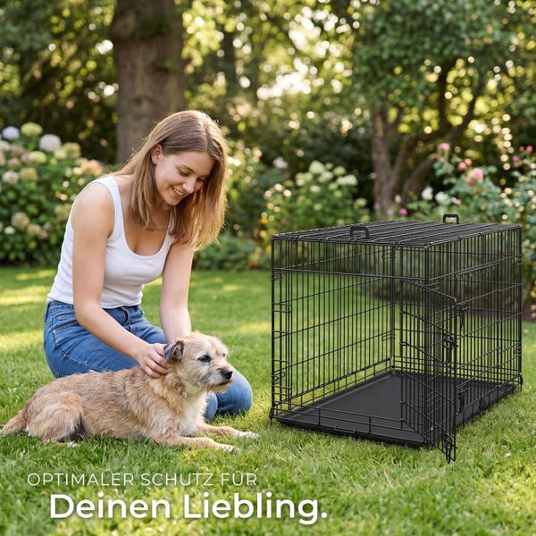 Hundekäfig Luna Gitterbox klappbar mit 2 Türen schwarz 91,5 x 59,5 x 64 cm