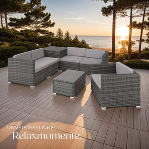 Rattan Lounge Pisa, grau