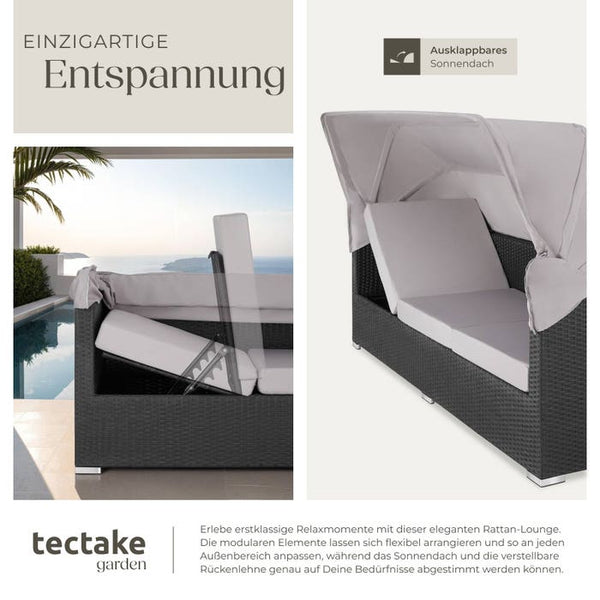 Rattan Lounge mit Aluminiumgestell San Marino schwarz