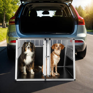 Hundetransportbox doppel mit schräger Rückwand ohne Trennwand