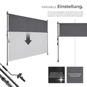Klemmmarkise Taija dunkelgrau 200 x 310 cm