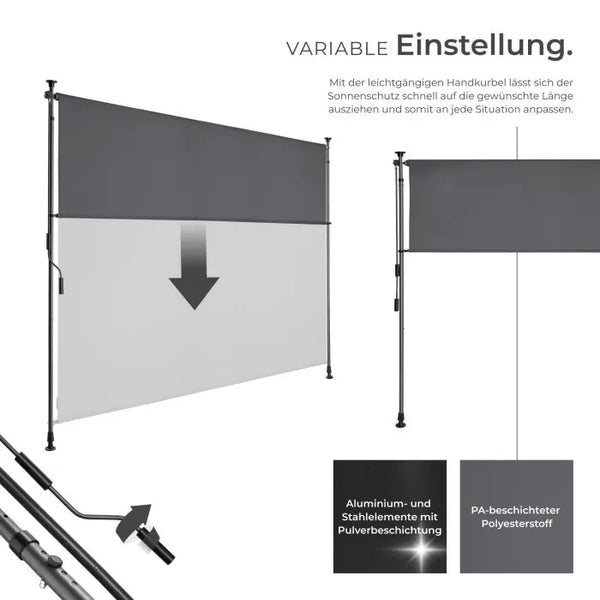 Klemmmarkise Taija dunkelgrau 200 x 310 cm