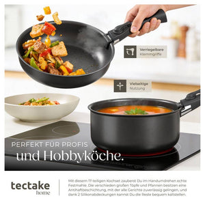 Küchenstarterset Una/Parma schwarz/taupe 47-tlg.