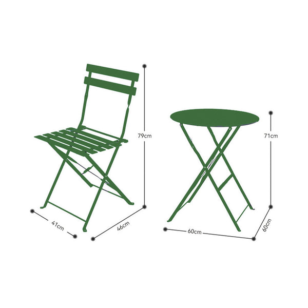 dameco Bistro Set Metall Gartentisch und 2 Stühle türkis matt