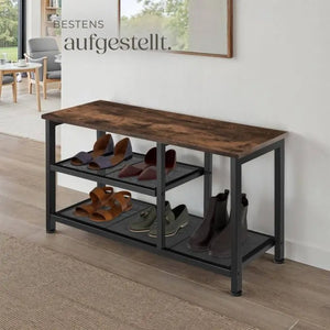 Schuhregal Taunton Industrial Holz dunkel, rustikal 80 x 30 x 45,5 cm