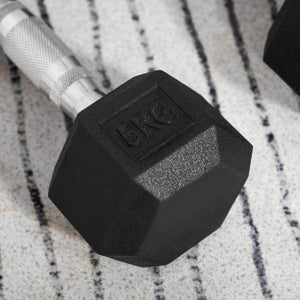 2er-Set Gummi-Hantel Fitness Hantel Kurzhantel Metall Gummi schwarz 5 KG