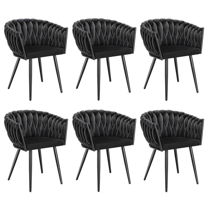 Chaise de salle à manger Astano, noire, lot de 6