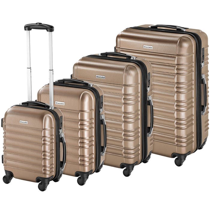 Set di 4 valigie rigide, champagne