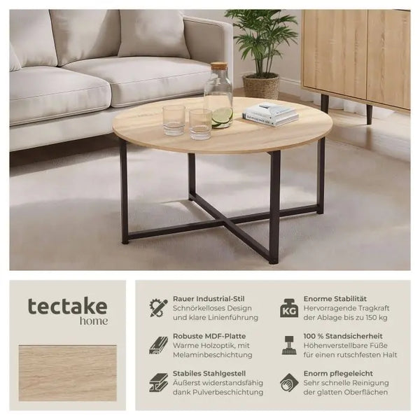 Couchtisch Aberdeen Industrial Holz hell, Eiche Sonoma