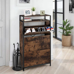Schuhschrank Braddock Industrial Holz dunkel, rustikal 61 cm