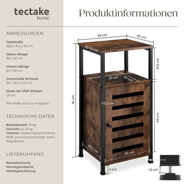 Beistellschrank Durham Industrial Holz dunkel, rustikal