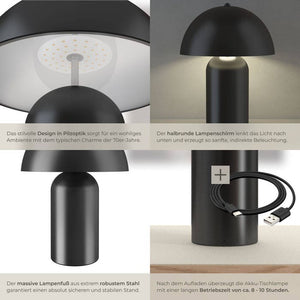 Retro-Tischlampe Kade schwarz