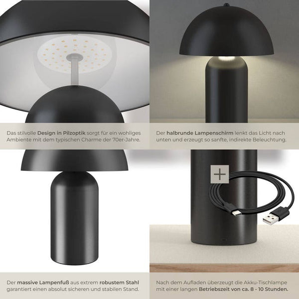 Retro-Tischlampe Kade schwarz