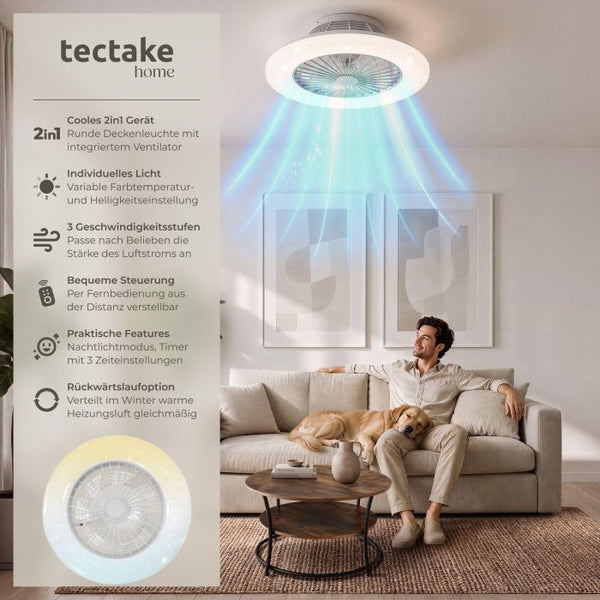 LED Deckenleuchte Storm mit Ventilator dimmbar weiss