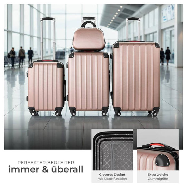 Set di 4 custodie rigide e beauty case.