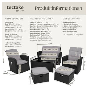 Rattan Lounge Bari - schwarz