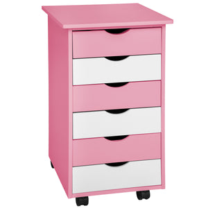 Kinderschreibtisch und Rollcontainer, rosa