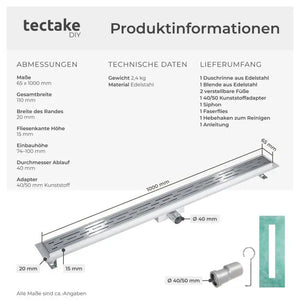 Duschrinne Edelstahl 100 cm
