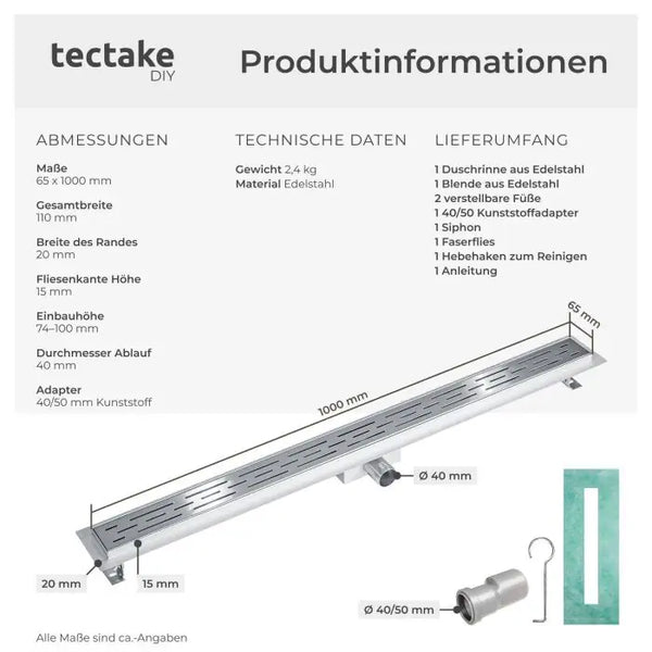 Duschrinne Edelstahl 100 cm