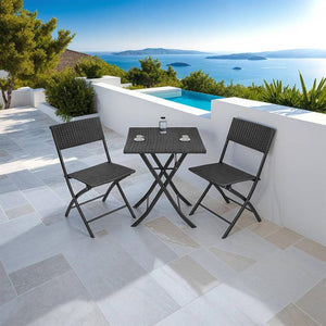 Rattan Balkonset Trevi, schwarz