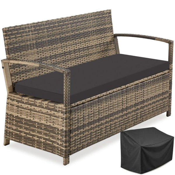 Rattan-Gartenbank Vecchia 2-Sitzer mit Stauraum natur