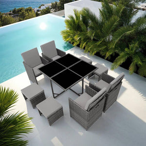 Rattan Sitzgruppe Bilbao 4+4+1, grau