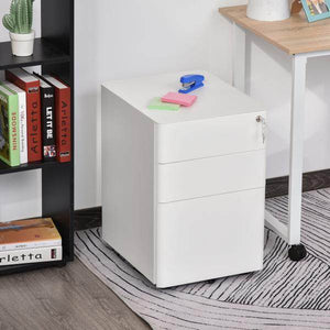 Rollcontainer mobiler Aktenschrank mit 3 Schubladen weiss
