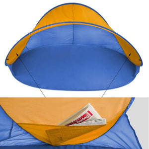 Pop-up beach shelter, blue/orange