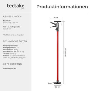 2er Set Teleskop-Deckenstützen rot 115 - 290 cm