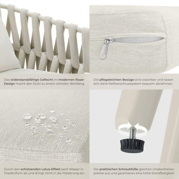 Gartenstuhl Lugano Rope-Design Aluminium beige, 1 Stück