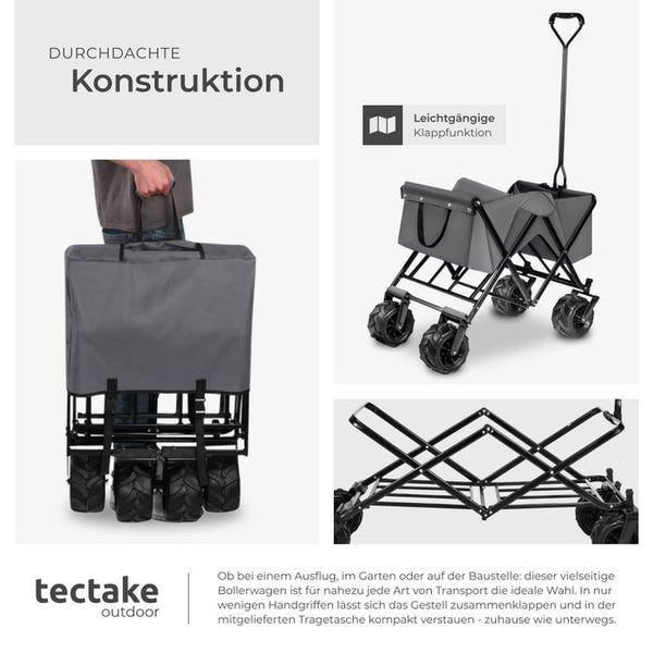 Faltbarer Bollerwagen max. 80kg, grau