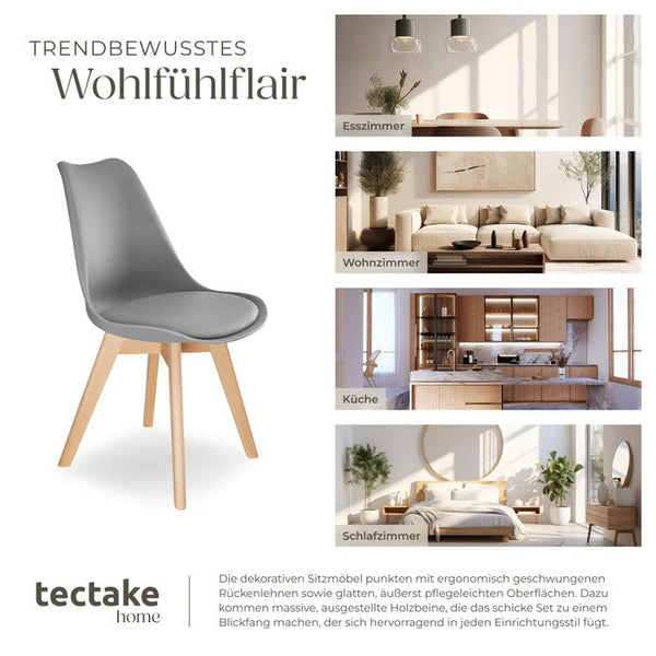 Set Esszimmerstuhl Frederikke grau 6er Set