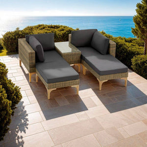 Rattan Lounge mit Aluminiumgestell Bellaria natur