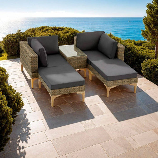 Rattan Lounge mit Aluminiumgestell Bellaria natur