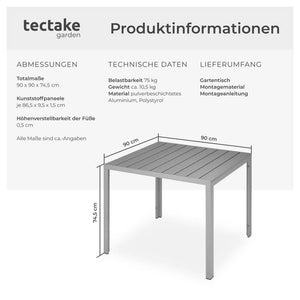 Aluminium Gartentisch Maren silber