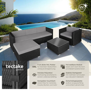 Rattan Lounge Milano schwarz/grau
