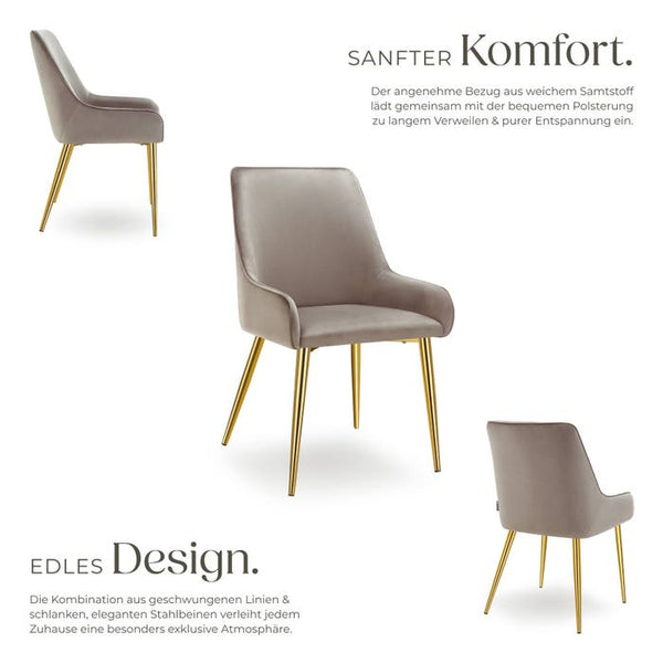 Polsterstuhl Avane taupe 2er Set