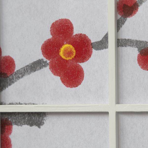 6tlg Paravent Raumteiler Kirschmuster Kirschblüten weiss