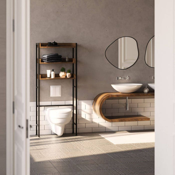 Badezimmerregal Seattle Industrial Holz dunkel, rustikal 67 x 25 x 165,5 cm