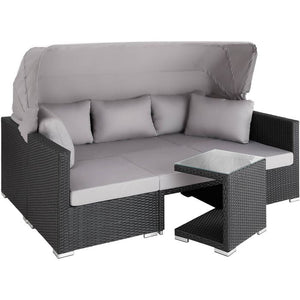 Rattan Lounge mit Aluminiumgestell San Marino schwarz