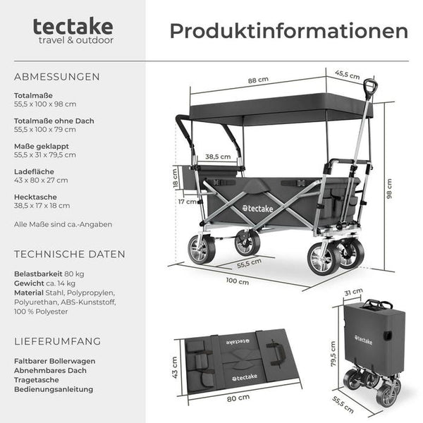 Faltbarer Bollerwagen Nico, grau