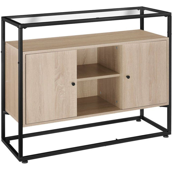 Sideboard Oldham 100x38x80,5cm Industrial Holz hell, Eiche Sonoma